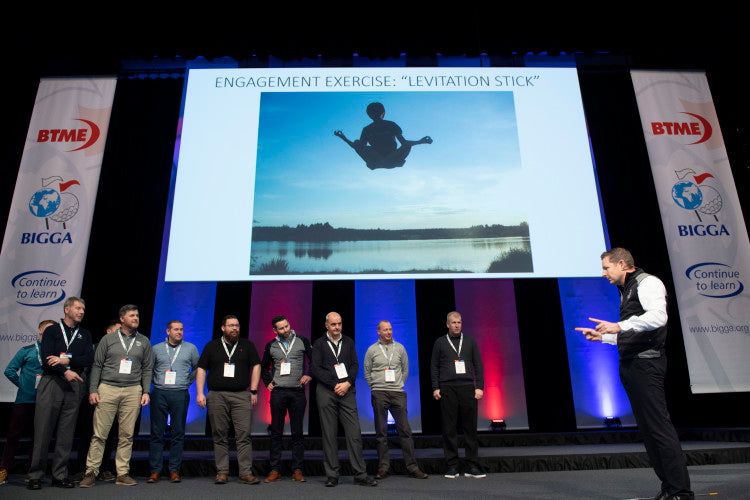 Gleneagles' Craig Haldane with an interactive presentation at the Turf Managers' Conference in January.JPG