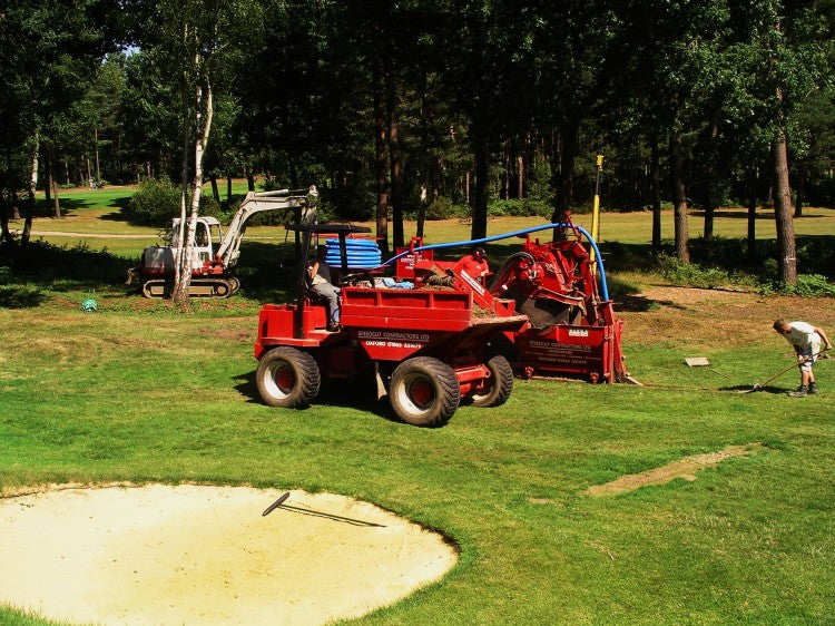 Speedcut in action laying drainage pipes at Foxhills Golf Club and Resort, Surrey. 1